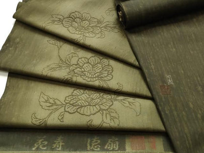 平和屋着物●国際的伝統工芸作家 十二代・藤林徳扇 苑寿 中国三大刺繍 相良総刺繍 付下げ 反物 着尺 紬地 花唐草 逸品 未使用 DABH2589zzz