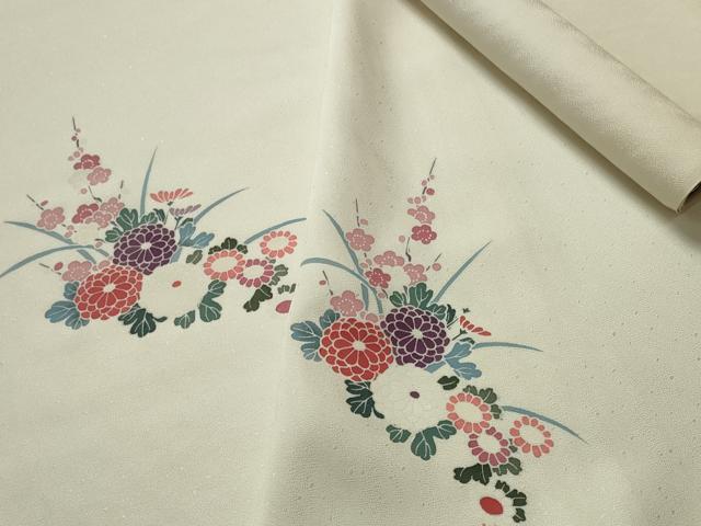 平和屋着物●付下げ　反物　着尺　御所車花文　逸品　未使用　DABH2592zzz