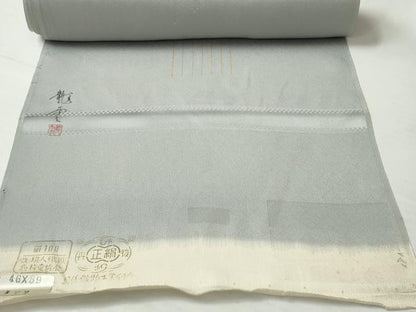 平和屋着物●染色作家　青木龍雲　付下げ　反物　着尺　草花文　金彩　逸品　未使用　DABH2593zzz