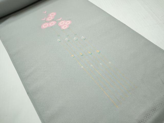 平和屋着物●染色作家　青木龍雲　付下げ　反物　着尺　草花文　金彩　逸品　未使用　DABH2593zzz
