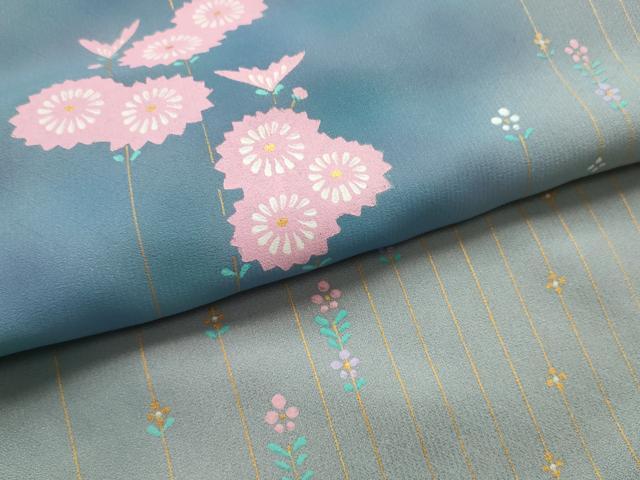平和屋着物●染色作家　青木龍雲　付下げ　反物　着尺　草花文　金彩　逸品　未使用　DABH2593zzz