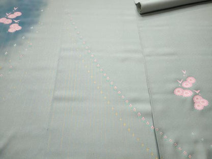 平和屋着物●染色作家　青木龍雲　付下げ　反物　着尺　草花文　金彩　逸品　未使用　DABH2593zzz