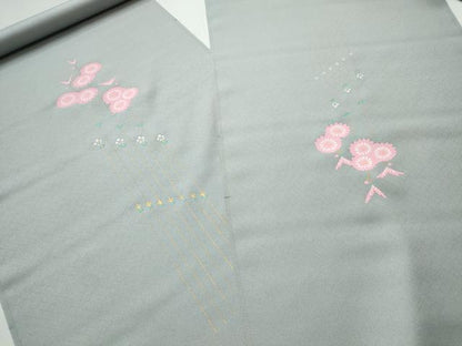 平和屋着物●染色作家　青木龍雲　付下げ　反物　着尺　草花文　金彩　逸品　未使用　DABH2593zzz