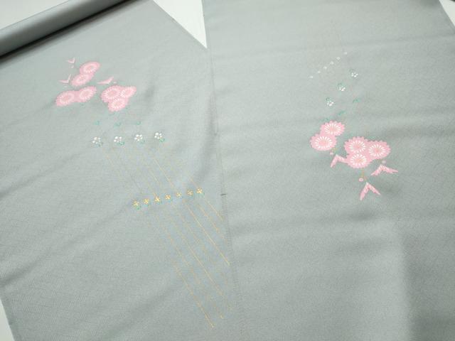 平和屋着物●染色作家　青木龍雲　付下げ　反物　着尺　草花文　金彩　逸品　未使用　DABH2593zzz