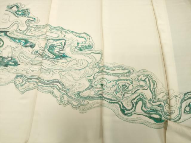 平和屋着物●付下げ　反物　着尺　墨流し文様　伊と幸　逸品　未使用　DABH2594zzz