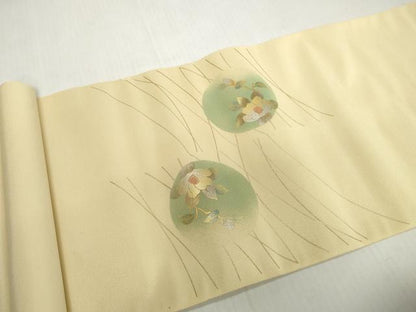 平和屋着物▼西陣　名古屋帯　帯反物　花丸文　金彩　証紙付き　逸品　DABH2606zzz