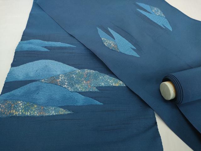 平和屋着物▼名古屋帯　帯反物　刺繍　重ね山文　逸品　DABH2610zzz