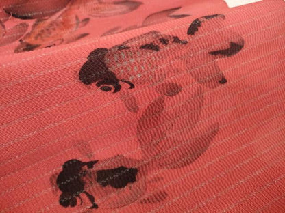 平和屋着物●アンティーク　大正ロマン　名古屋帯　帯反物　手描き　刺繍　金魚　DABH2611zzz