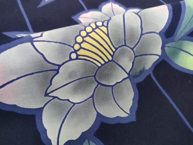 平和屋着物＊夏物　浴衣　反物　着尺　注染　草花文　綿　逸品　未使用　DABH2637zzz