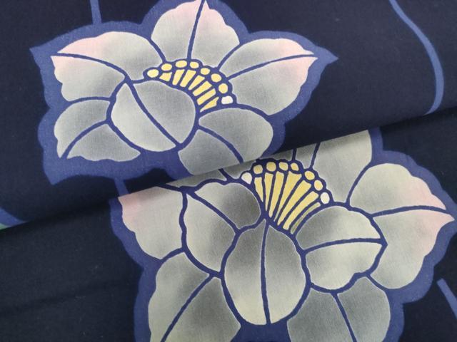 平和屋着物＊夏物　浴衣　反物　着尺　注染　草花文　綿　逸品　未使用　DABH2637zzz