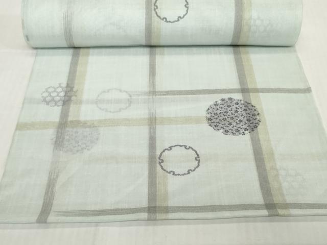 平和屋着物＊夏物　服飾評論家　市田ひろみ　小紋　反物　着尺　雪輪花文　洗える着物　未使用　DABH2639zzz