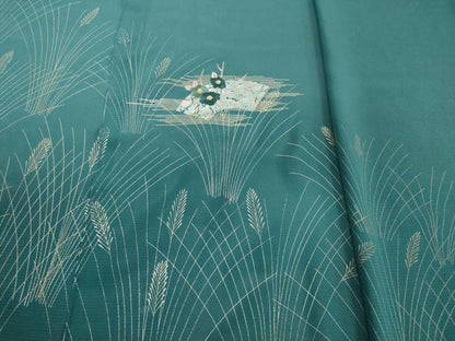 平和屋着物＊夏物　付下げ　解き反物　着尺　裁断済　絽　刺繍　地紙花文　小麦　金銀彩　逸品　未使用　DABH2642zzz
