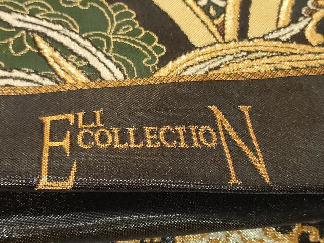 平和屋着物▼六通柄袋帯　帯反物　ELI COLLECTION　青海波花蝶文　金糸　逸品　未使用　DABH2648zzz