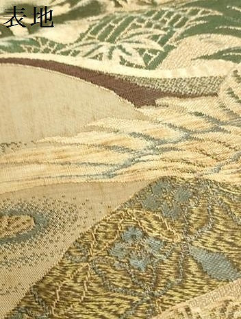 平和屋本店▼アンティーク　大正ロマン　丸帯　帯反物　地紙飛鶴花文　金糸　逸品　未使用　DABH2651zzz
