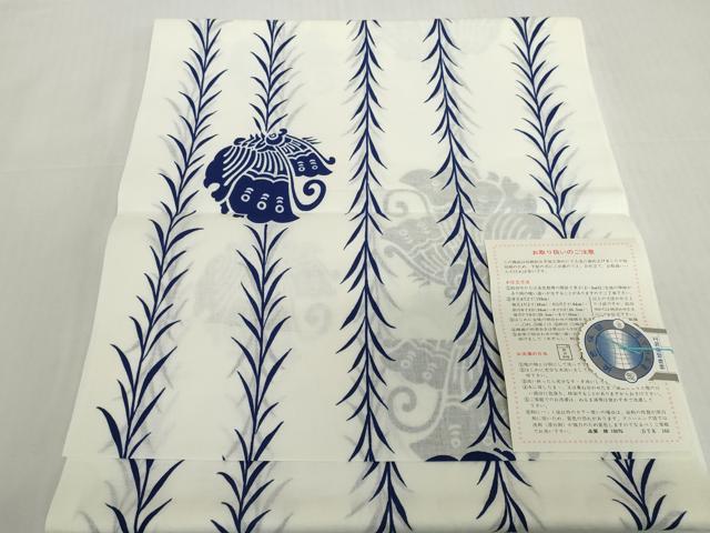 平和屋着物＊夏物　浴衣　反物　着尺　注染　草間道　舞蝶文　綿　逸品　未使用　DABH2652zzz