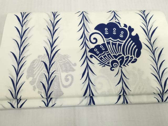 平和屋着物＊夏物　浴衣　反物　着尺　注染　草間道　舞蝶文　綿　逸品　未使用　DABH2652zzz
