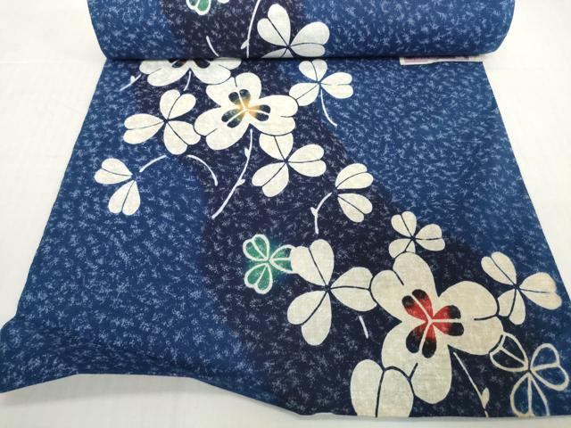 平和屋着物＊夏物　浴衣　反物　着尺　注染　花繋ぎ　高島屋扱い　綿　逸品　未使用　DABH2660zzz