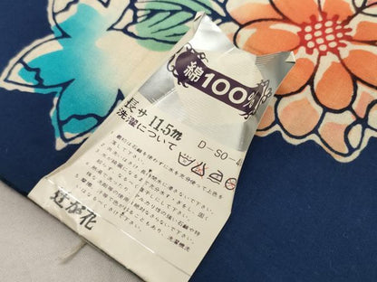 平和屋着物＊夏物　浴衣　反物　着尺　注染　椿花文　コーマ生地使用　高島屋扱い　綿　逸品　未使用　DABH2661zzz