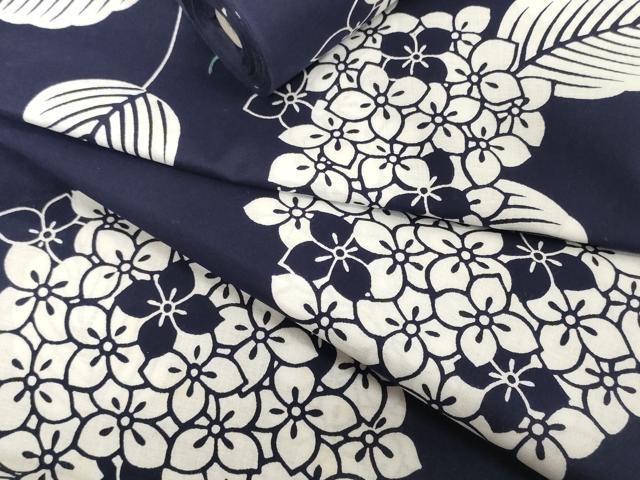 平和屋着物＊夏物　浴衣　反物　着尺　注染　紫陽花　アジサイ　綿　逸品　未使用　DABH2665zzz