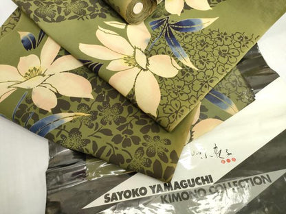 平和屋着物＊夏物 パリコレクション ファッションモデル・デザイナー 山口小夜子 浴衣 反物 着尺 注染 草花 綿 逸品 未使用 DABH2673zzz