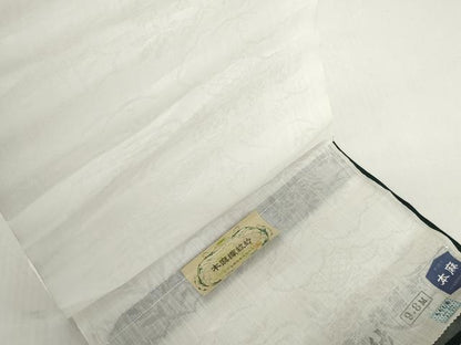 平和屋着物＊夏物　長襦袢　反物　着尺　流水雲取り籬紋紗　生成り色　小千谷織物謹製　証紙付き　麻　逸品　未使用　DABH2682zzz
