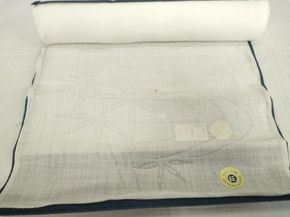 平和屋着物＊夏物　長襦袢　反物　着尺　流水笹紋紗　生成り色　麻　逸品　未使用　DABH2683zzz
