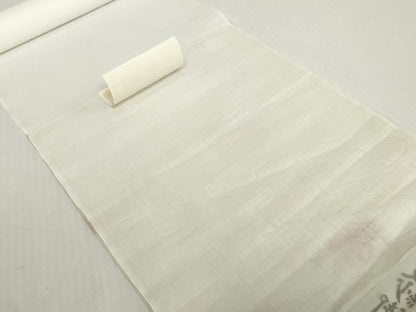 平和屋着物＊夏物　長襦袢　反物　着尺　流水紋紗　生成り色　麻　逸品　未使用　DABH2688zzz