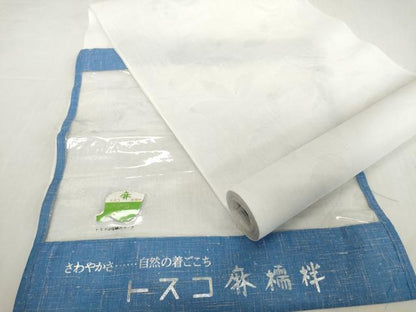 平和屋着物＊夏物　長襦袢　反物　着尺　草花紋紗　生成り色　未使用　DABH2692zzz