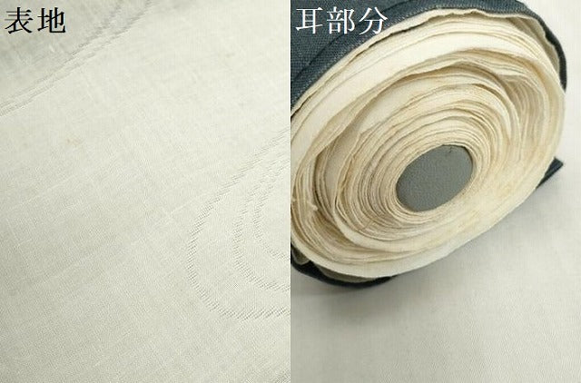 平和屋着物＊夏物　長襦袢　反物　着尺　流水笹竹紋紗　生成り色　麻　逸品　未使用　DABH2698zzz