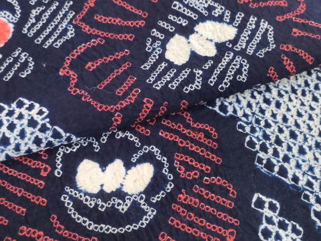 平和屋着物＊夏物　有松鳴海絞り　浴衣　反物　着尺　花繋ぎ　綿　逸品　未使用　DABH2705zzz