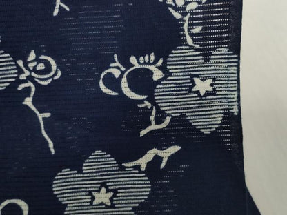 平和屋着物＊夏物　浴衣　反物　着尺　綿絽　無形文化財 長板中形　枝梅　紺地　島田染工場謹製　三越扱い　綿　逸品　未使用　DABH2712zzz
