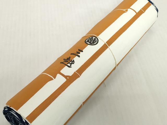 平和屋着物＊夏物　浴衣　反物　着尺　綿絽　無形文化財 長板中形　立涌唐草　紺地　島田染工場謹製　三越　綿　逸品　未使用　DABH2719zzz