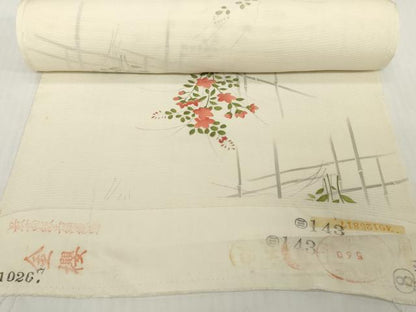 平和屋着物＊夏物　小紋　反物　着尺　絽　五泉　桔梗　萩　逸品　未使用　DABH2722zzz