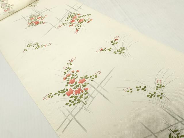 平和屋着物＊夏物　小紋　反物　着尺　絽　五泉　桔梗　萩　逸品　未使用　DABH2722zzz