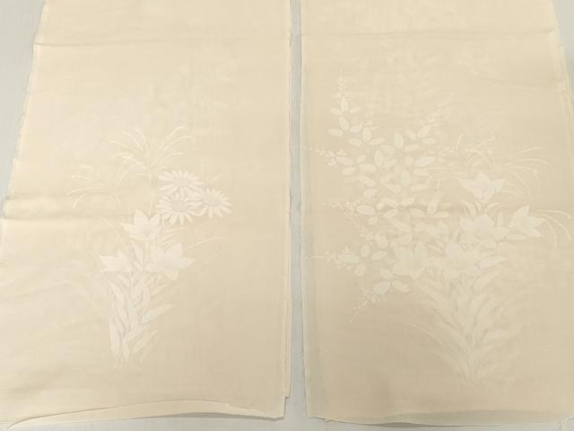 平和屋着物＊夏物　付下げ　解き反物　着尺　裁断済　絽　桔梗萩花文　逸品　DABH2723zzz
