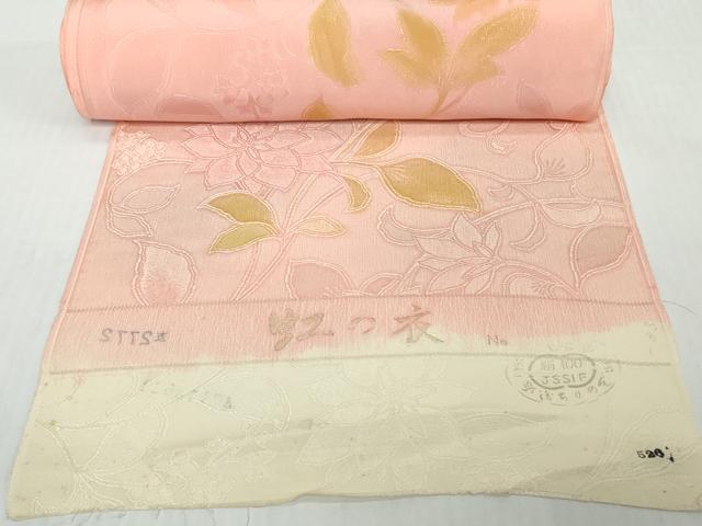 平和屋着物●小紋　反物　着尺　虹の衣　地紋起こし　草花文　逸品　未使用　DABH2729zzz