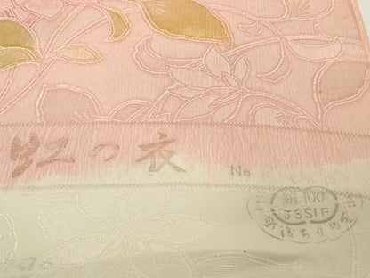 平和屋着物●小紋　反物　着尺　虹の衣　地紋起こし　草花文　逸品　未使用　DABH2729zzz
