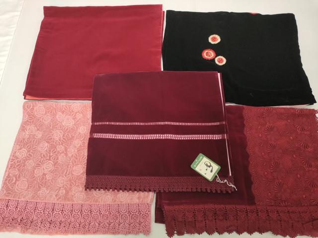 平和屋着物●和装小物　ショールまとめて5点　ベロア　レース　花　未使用品あり　逸品　DABH2731zzz