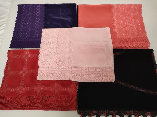 平和屋着物●和装小物　ショールまとめて5点　ベロア　レース　花　リボンヤーン　逸品　DABH2733zzz