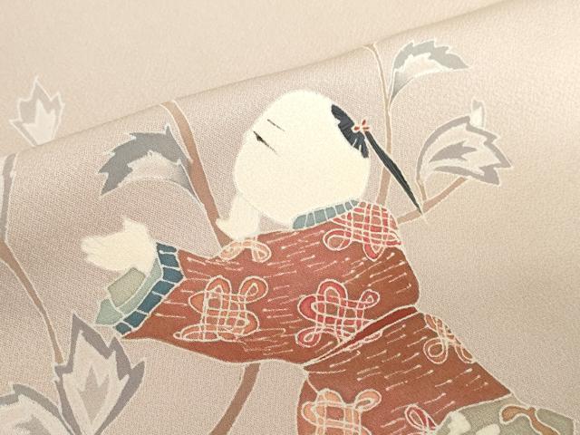 平和屋着物●付下げ 反物 着尺 友禅 童子花唐草文 逸品 未使用 DABH2751zzz
