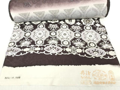 平和屋着物●中国三大刺繍　スワトウ刺繍　汕頭刺繍　総刺繍　小紋　解き反物　着尺　八掛付き　洋花文　金彩　逸品　DABH2752zzz