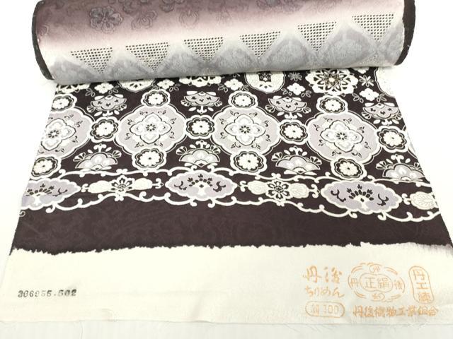 平和屋着物●中国三大刺繍　スワトウ刺繍　汕頭刺繍　総刺繍　小紋　解き反物　着尺　八掛付き　洋花文　金彩　逸品　DABH2752zzz