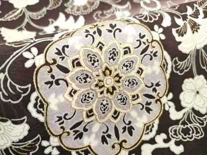 平和屋着物●中国三大刺繍　スワトウ刺繍　汕頭刺繍　総刺繍　小紋　解き反物　着尺　八掛付き　洋花文　金彩　逸品　DABH2752zzz