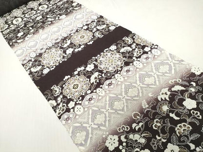 平和屋着物●中国三大刺繍　スワトウ刺繍　汕頭刺繍　総刺繍　小紋　解き反物　着尺　八掛付き　洋花文　金彩　逸品　DABH2752zzz
