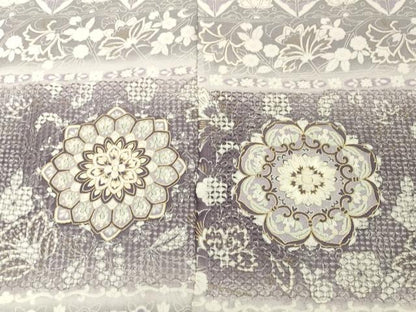 平和屋着物●中国三大刺繍　スワトウ刺繍　汕頭刺繍　総刺繍　小紋　解き反物　着尺　八掛付き　洋花文　金彩　逸品　DABH2752zzz