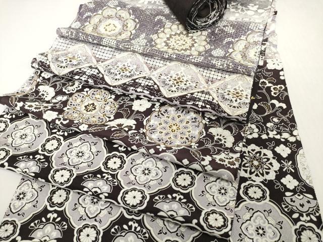 平和屋着物●中国三大刺繍　スワトウ刺繍　汕頭刺繍　総刺繍　小紋　解き反物　着尺　八掛付き　洋花文　金彩　逸品　DABH2752zzz