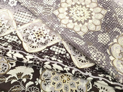 平和屋着物●中国三大刺繍　スワトウ刺繍　汕頭刺繍　総刺繍　小紋　解き反物　着尺　八掛付き　洋花文　金彩　逸品　DABH2752zzz