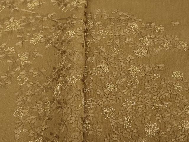 平和屋着物●付下げ 反物 着尺 八掛付き 総刺繍 流水小花文 金糸 逸品 未使用 DABH2759zzz