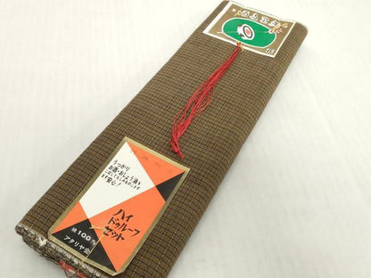 平和屋着物▼羽織・コート　反物　羽尺　格子　綿　未使用　DABH2765zzz