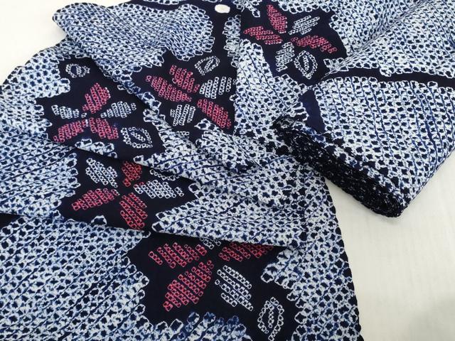 平和屋着物＊夏物　有松鳴海絞り　浴衣　反物　着尺　花繋ぎ　綿　逸品　未使用　DABH2786zzz